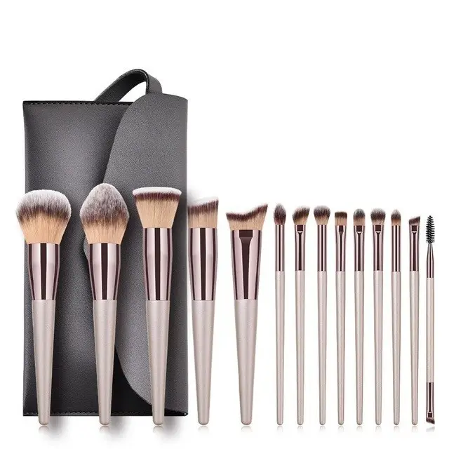 luxury new tools loose powder eyeshadow concealer powder blush brushes fashion champagne handle cosmetic brush set