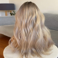 Perruques ondulées blond cendré foncé avec mèches, perruques brésiliennes en cheveux humains vierges avec fermeture frontale en dentelle 13x4, pré-épilées, sans colle