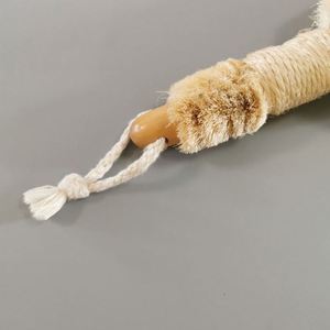 Natural Wood Handle <b>Bath</b> Cleaning Brush with Rope Wrapped Grip Soft Bristle Body Brush for Exfoliation - Product Image 6