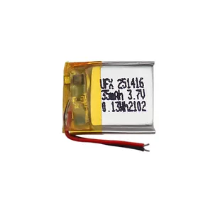 China Small Lithium Ion Battery Factory Supply Mini Rechargeable Lipo Battery UFX 251416 35mAh 3.7V For Bluetooth Earphone