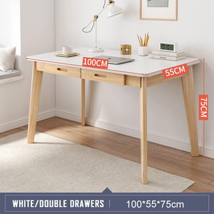 Escritorio de bambú-Escritorio de banco de trabajo para oficina en casa con cajón, mesa de estudio de trabajo para computadora portátil de 39,37 "de ancho - Product Image 5