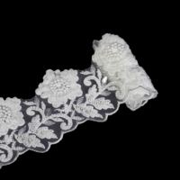 Dentelle de mariage YUGU YG-4833 de qualité supérieure, broderie florale, paillettes, 100% polyester, largeur 9 cm