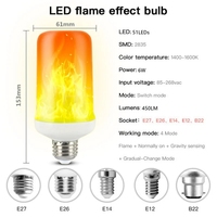 Ampoules de Noël E14 E27, décorations lumineuses, ampoules à effet de flamme pour fêtes, 3W 5W