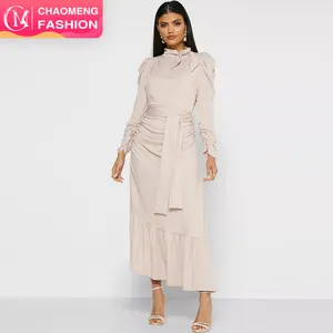 6276 # Váy Jersey Thời Trang Modest Abaya Xếp Li Quấn Maxi Váy Phụ Nữ Hồi Giáo Ả Rập Quần Áo Hồi Giáo