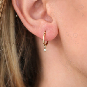 Gemnel 925 Sterling Silver High-Quality Gold-Plated Round Cubic Zirconia Exquisite Hoop Earrings - Product Image 2
