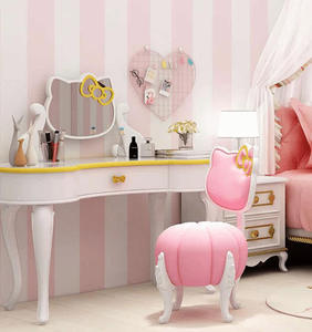 Tocador <span class=keywords><strong>de</strong></span> Madera Maciza Estilo Francés para Dormitorio Pequeño, Escritorio Infantil, Tocador Doble Uso para Niña, Silla Calabaza, Dormitorio - Product Image 2