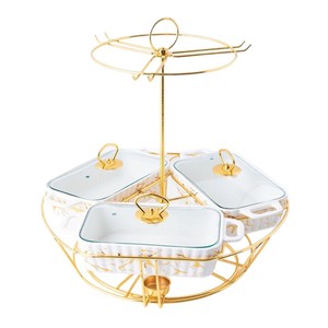 Plat à four rotatif en céramique à trois compartiments, peint à la main, motif marbré, style luxe léger, <span class=keywords><strong>vaisselle</strong></span>, ensemble de 3 pièces - Product Image 5