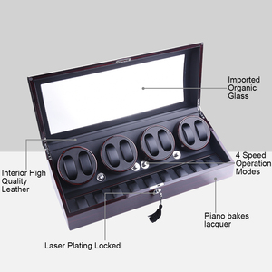 Macchie Quad Motore di Legno Watch Winder per gli <span class=keywords><strong>Orologi</strong></span> Automatici di Imballaggio Trasparente Finestra di Visualizzazione Casella di Avvolgimento - Product Image 3