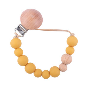 Cadena para chupete de bebé, cuentas de madera de silicona azul, sin BPA, de 0 a 12 meses - Product Image 2