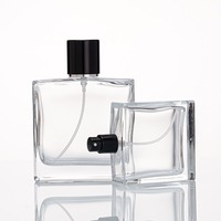 Flacon de parfum de luxe en verre à fond épais, vide, 50 ml, 100 ml, avec pompe et couvercle
