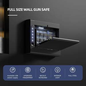 Wall Mounted Gun <span class=keywords><strong>Safe</strong></span> Box, Biometric Gun Cofres, pistola de acesso rápido com impressão digital & Key Pad, arma segura para casa - Product Image 6