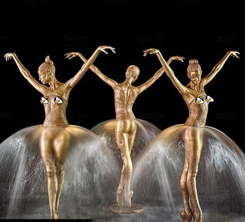 Estátua de fonte de água <span class=keywords><strong>bronze</strong></span> artística, decoração bailarina de água tamanho vida