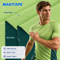 T-shirt en tissu maille tricotée 100 % polyester à séchage rapide, motif abstrait et géométrique, bicolore, effet œil-de-perdrix, 150 g