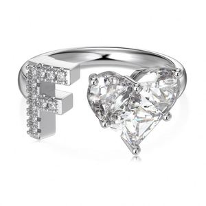 Dylam 925 Sterling <b>Silver</b> Initial F 5A Zirconia <b>Ring</b> <b>Stack</b> for Women Teen Girls Adjustable Meaningful Personalized Gifts for Her - Product Image 1