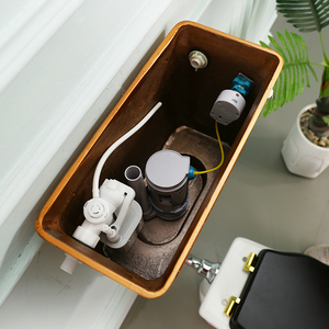 Butterfleoge Rétro Ensemble de toilette deux pièces à mi-niveau Victorien en aluminium Citerne Brevet Design Montage au sol Fermeture lente - Product Image 5