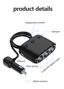 GXYKIT ZNB03s 3.1A Adaptateur pour <span class=keywords><strong>prise</strong></span> allume-cigare 120W Chargeur de voiture avec 2 ports USB - Product Image 3