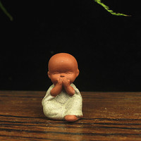 Dekorasi hewan peliharaan teh dapat naik Mini "empat Nos" Little Monk Zen Tea Set aksesoris Pot bunga dekorasi tanah liat ungu teh hewan peliharaan
