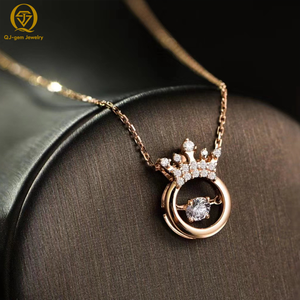 18K <b>Solid</b> Rose <b>Gold</b> Crown Diamond <b>Pendant</b> Necklace 1CT Lab Grown Diamond Fine Jewelry for Women Anniversary Gift Everyday Wear - Product Image 2