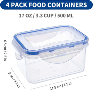 16-Pack Set Transparent Rectangle Plastic PP Eco-Friendly Food <b>Storage</b> Containers 1-3L Capacity Injection <b>Kitchen</b> Stackable - Product Image 2