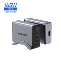 Chargeur portable pour ordinateur portable Tommox 165W multi USB C à charge rapide, type C, prise UK, chargeur 100W, station de charge rapide Gan pour usage universel