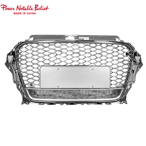 Rejilla delantera de fibra de carbono para <span class=keywords><strong>coche</strong></span> <span class=keywords><strong>A3</strong></span> S3 estilo RS3 rejilla de parachoques delantero negro brillante con Quattro para <span class=keywords><strong>Audi</strong></span> <span class=keywords><strong>A3</strong></span> S3 8V 2013 2014 2015 2016 - Product Image 4