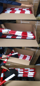 Colonna di Segnalazione Rossa e Bianca Riempibile con Acqua, Palo Delineatore in PE con Base per Segnaletica Stradale e Parcheggi - Product Image 5