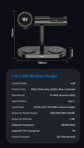 <span class=keywords><strong>Chargeur</strong></span> sans fil magnétique Qi2 <span class=keywords><strong>7</strong></span> en 1 25W avec lumière ambiante LED Ventilateur de refroidissement pour charger 2 téléphones mobiles Apple <span class=keywords><strong>Watch</strong></span> Écouteurs - Product Image 4