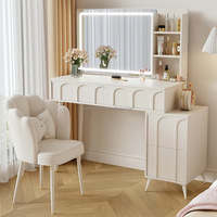 Meja Rias Modern Terlaris dengan Cermin Besar Berlampu, Meja Rias Kayu MDF, Meja Rias dengan Cermin untuk Kamar Tidur Hotel
