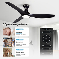 Ventilateur de plafond intérieur minimaliste noir mat de 52 pouces avec kit d'éclairage LED 24W, 3 pales, télécommande, 110-240V