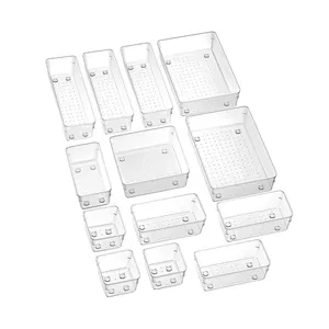 Nuovo prodotto contenitori di stoccaggio per Organizer in acrilico trasparente di alta qualità da 13 pezzi aperti per gioielli da cucina per il trucco