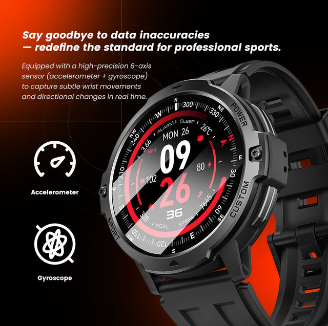 New C31 GPS Smart Watch - Offline Return Route Tracking, 5PD Heart Rate, 6-Axis Sensor & 150+ Sports Modes for Outdo Positioning