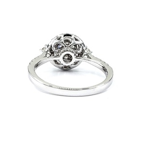 Fine Beautiful High End 14k Solid White Gold Natural Diamond Round Detailed Cluster Wedding Band Rings For Party Gifts - Product Image 2