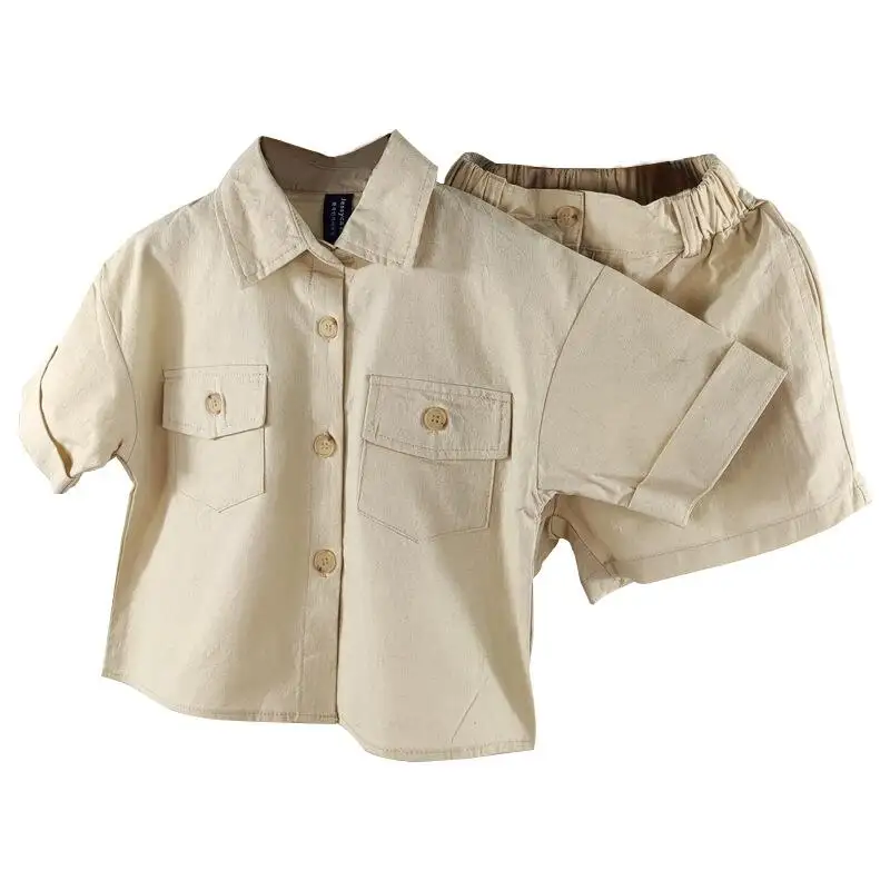 Ensembles de vêtements en lin personnalisés pour bébés garçons ensemble de vêtements 2 pièces polos et shorts pour bébés neutres