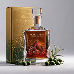 Bouteille de luxe 750 ml en verre super-cristallin en forme de volcan avec bouchon, vide, pour spiritueux, liqueur, whisky, brandy, carafe personnalisée, vente en gros directe usine - Product Image 1