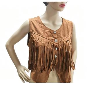 Gilet vintage à franges en faux daim avec pompons, veste sans manches à ourlet irrégulier, style <span class=keywords><strong>punk</strong></span> <span class=keywords><strong>rock</strong></span>, pour concert, Halloween, ou costume de cowgirl - Product Image 5