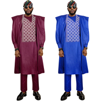 H & D Afrikanische Herren bekleidung Agbada Boubou Baumwoll kleidung Herren stickerei 3-teilige Anzug kleidung
