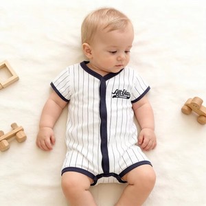 夏季新品 婴儿连体衣 条纹短袖 周岁礼物连体衣 批发儿童服装 - Product Image 1
