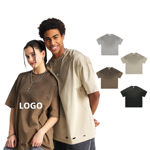 240gsm Drop Shoulder Graphic Luxury Heavyweight Cotton Streetwear Custom Men's Boxy Camiseta de gran tamaño Camisetas personalizables - Product Image 2