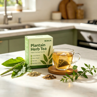 Thé au plantain 120g (2g*60 sachets) Borun – Dépuratif, diurétique, expectorant, anti-toux, rafraîchit le sang, détoxifie le foie, favorise la santé oculaire, stoppe la diarrhée 24