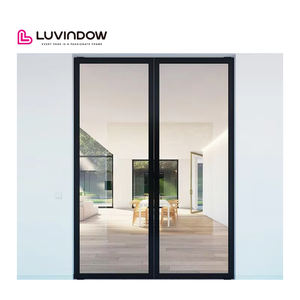الحرارية كسر زجاج مقسى مزدوج السفلى المسار الألومنيوم 48 بوصة الخارجي أبواب فرنسية بابية باب زجاجي - Product Image 5