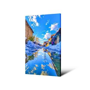 Cuadro Personalizado con Imagen HD de Calle Nevada, Cielo Azul y Nubes Blancas, Impresión Digital en Lienzo de Poliéster para Decoración Moderna del Hogar - Product Image 3