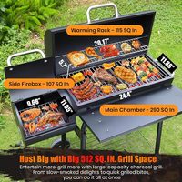 Barbecue portable en acier efficace avec fumoir en fonte intégré, thermomètre inclus, idéal pour les fêtes en extérieur et les jardins.