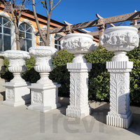 Pot de fleurs en marbre sculpté en pierre naturelle romaine TREVI, taille personnalisée, pour jardin, extérieur, décoratif