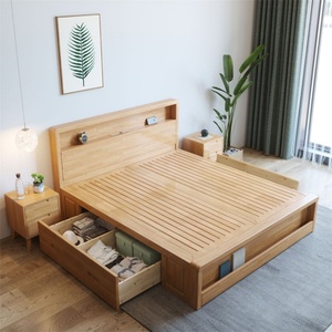 Lit Moderne Simple en Bois avec Cadre de Rangement, Tailles Twin, Queen et King, en MDF et Mélaminé, Ensemble de Meubles de Chambre - Product Image 3