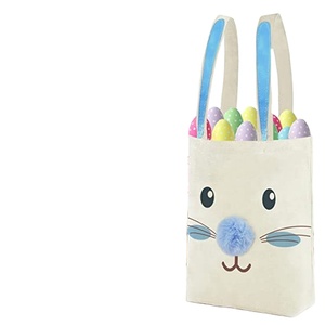 Sacs fourre-tout en toile personnalisés avec motif d'oreilles de lapin de Pâques, avec logo imprimé, poche, sac en coton, sac de shopping, noir - Product Image 4