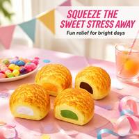 Balle anti-stress à presser 4 saveurs : Vanille, Matcha, Mangue, Chocolat – Boîte de pâtisserie en mousse souple Croquelin
