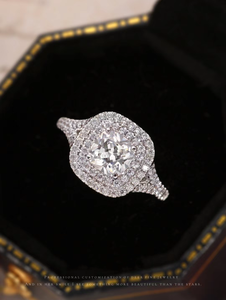 Engagement <b>Cushion</b> Cut <b>Wedding</b> <b>Rings</b> IGI Certified Lab Grown Diamond Classic Gold Plated Anniversary Party Romantic Gift - Product Image 2