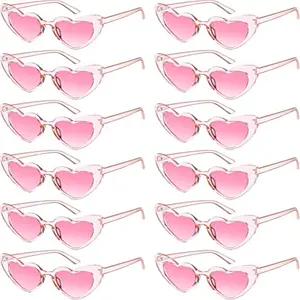 Occhiali da sole per addio al nubilato di vendita caldi Glitter Love occhiali da sole occhiali da vista a forma di cuore lucido rosa per la festa nuziale