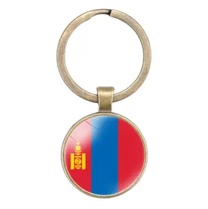 High Quality Mongolia Flag Keychain Pendant Time Gemstone Keychain, retro style keychain pendant