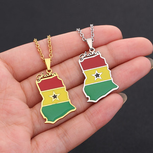 Accessoire Carte du Ghana, Souvenir Touristique, Cadeau, Vêtements Scolaires, Bijoux de <span class=keywords><strong>Mariage</strong></span>, Bracelet, Porte-clés Drapeau du Ghana, Breloque, Collier Métal Ghana - Product Image 3